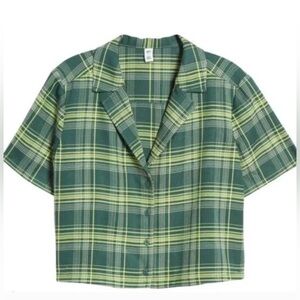 Nordstrom Green Plaid Short Sleeve Shirt